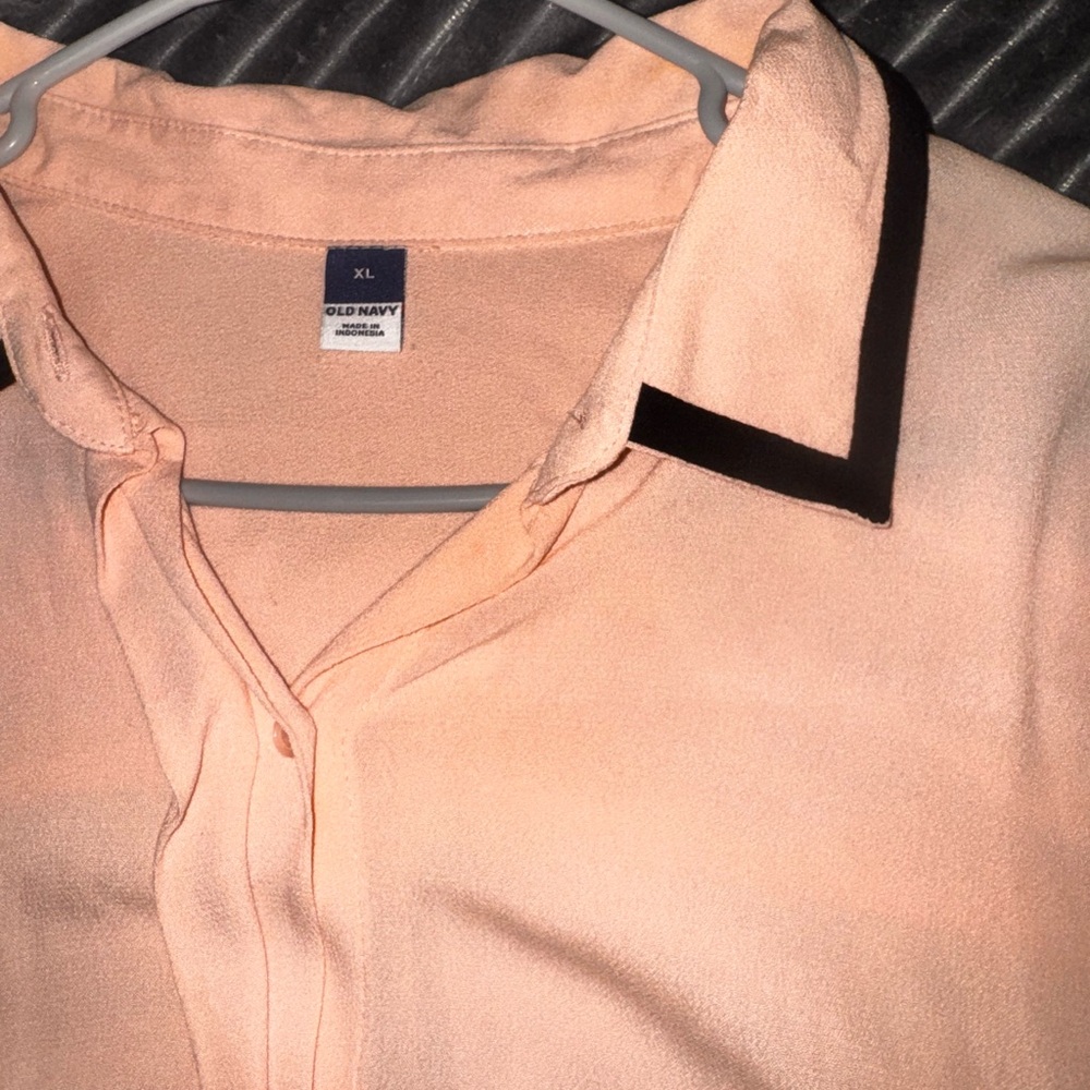 Old Navy Peach Blouse with Black Accents